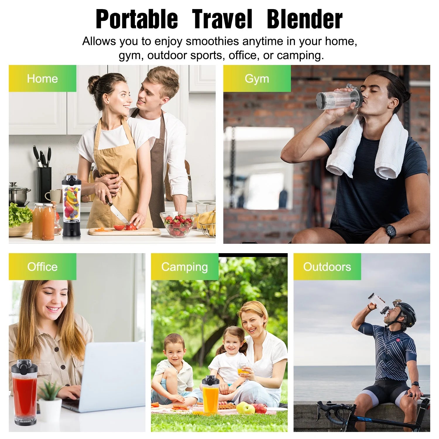 Portable Blender for Shakes and Smoothies, Personal Blender for Shakes with 21 Oz Travel Cup, Mini Personal Size Blender with 10 Blades and USB Rechargeable for Gym, Home and Outdoors, Black
