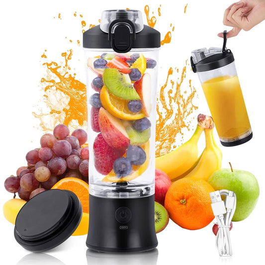 Portable Blender for Shakes and Smoothies, Personal Blender for Shakes with 21 Oz Travel Cup, Mini Personal Size Blender with 10 Blades and USB Rechargeable for Gym, Home and Outdoors, Black