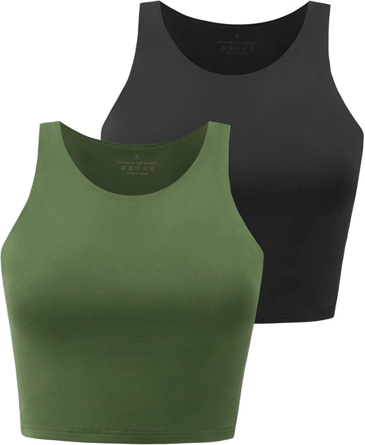 Women's Workout Cropped Racerback Halter Neck Tanks